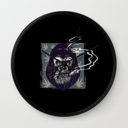 Gorilla Smoking Weed Wall Clock