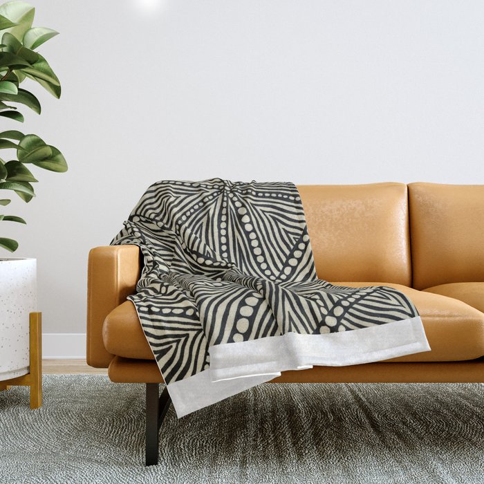 Ivory and discount black throw blanket