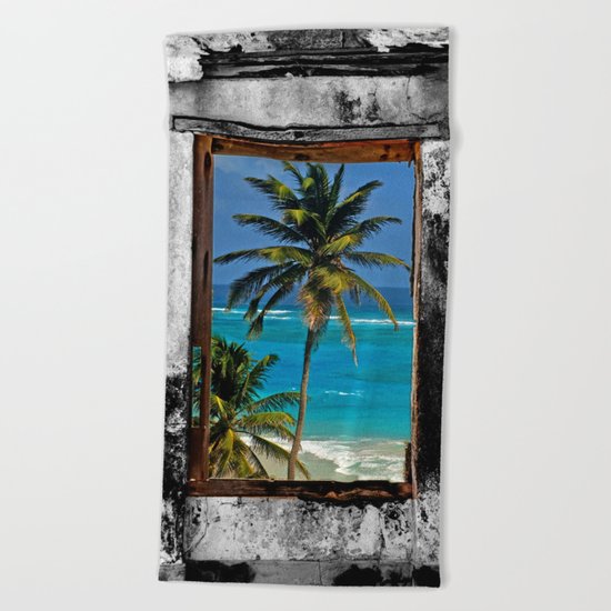 WINDOW ON PARADISE Beach Towel