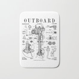 Fishing Boat Outboard Marine Motor Vintage Patent Print Bath Mat