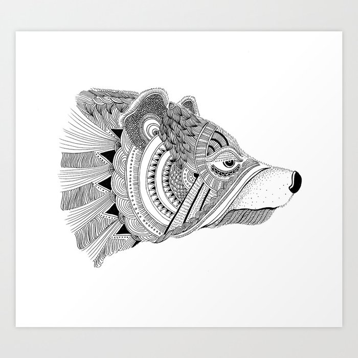 Wolf Zentangle Design Art Print By Moranbazaz Society6 The drawing may be purchased as wall art, home decor, apparel, phone cases, greeting cards, and more. wolf zentangle design art print by moranbazaz
