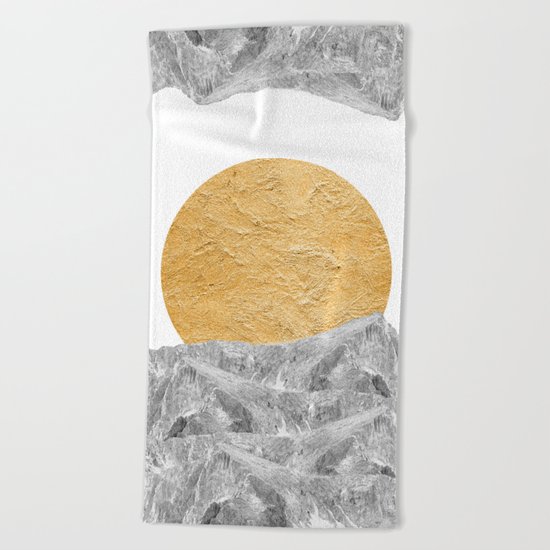 Modern Abstract - Sun and Mountains Beach Towel