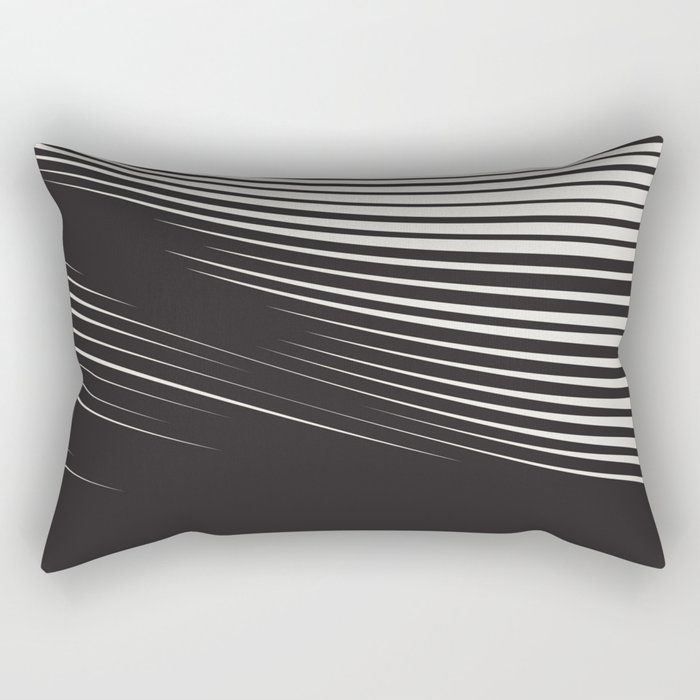 Wavy Black and Beige 16 Rectangular Pillow