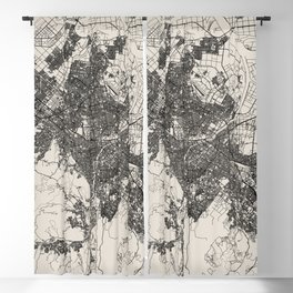Sapporo - Japanese City Map - Black and White Blackout Curtain