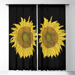 Sunflower on Black by Seasons Kaz Sparks Blackout Curtain
