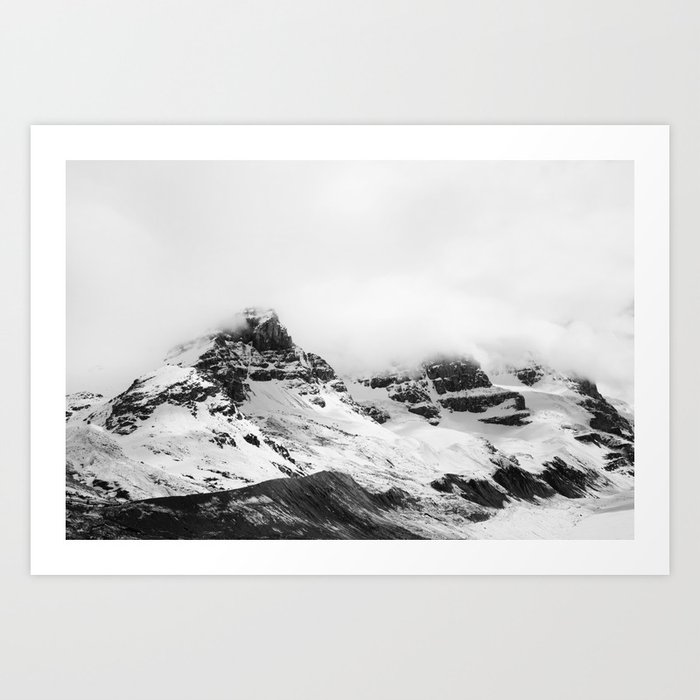 Rocky Mountains | Glacier Alberta | Canada Landscape | B&W Photography Art Print