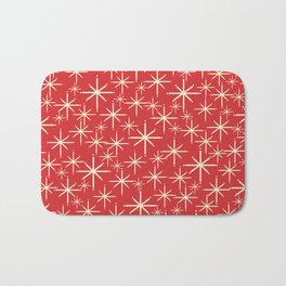 Atomic Age Christmas Stars - Midcentury Modern Pattern in Cream and Retro Xmas Red Bath Mat | Holidays, Digital, Christmas, Retro, Graphicdesign, Red, Atomic, Cream, Vintage, 1950S 