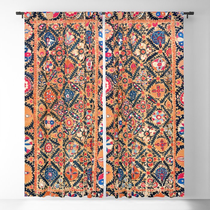 Kermina Suzani Southwest Uzbekistan Embroidery Print Blackout Curtain