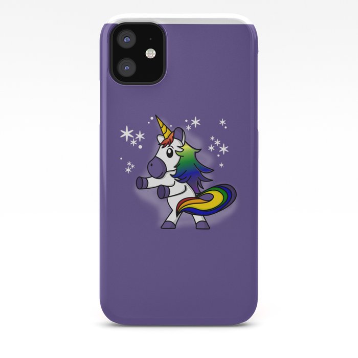 Flossing Rainbow Unicorn With Starry Background Iphone Case By