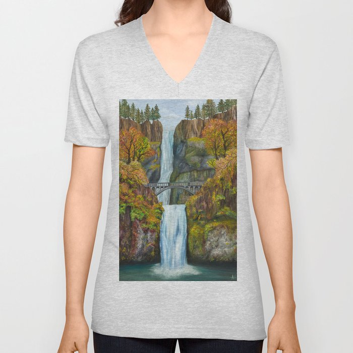 Multnomah Falls Annie Hardy V Neck T Shirt