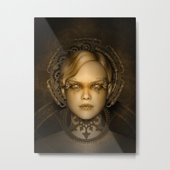 Steampunk female machine Metal Print
