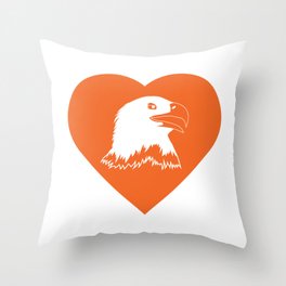 Eagle Mascot Cares Orange Throw Pillow