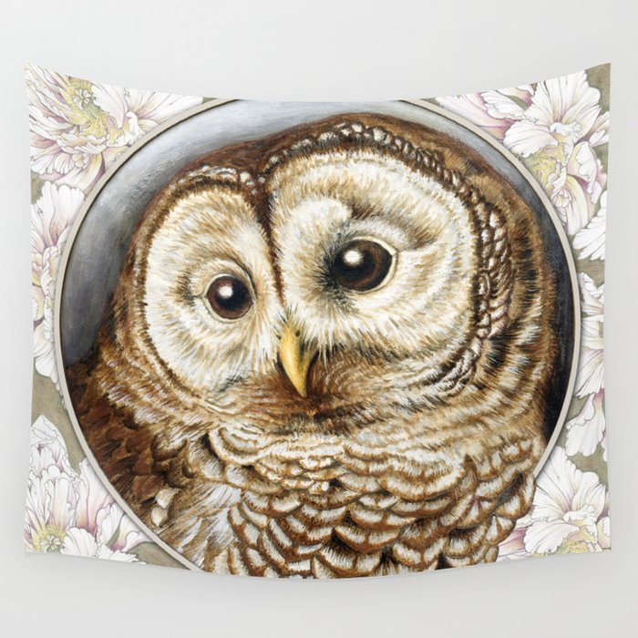 Barred Owl baby Wall Tapestry by Claudia Hahn Society6