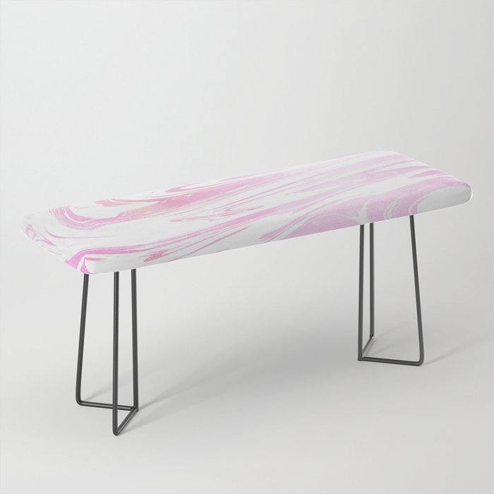 Elegant Chic Pink Gold White Abstract Marble Pattern Bench