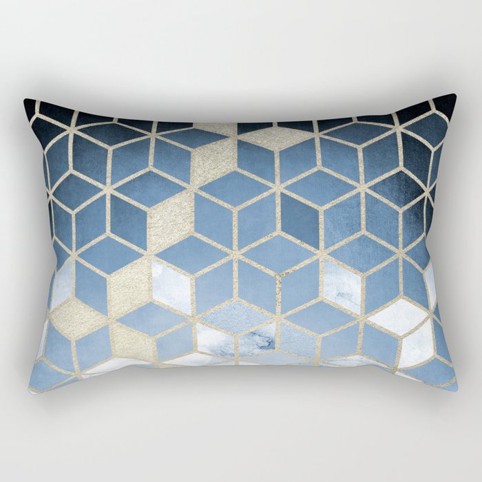 Shades Of Blue Cubes Pattern Rectangular Pillow