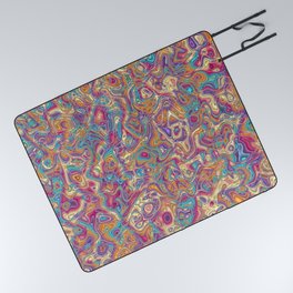 Trippy Colorful Squiggles 3 Picnic Blanket