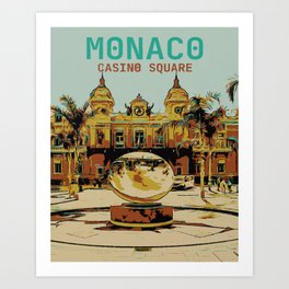 Monaco Casino Square View Illustration Art Print