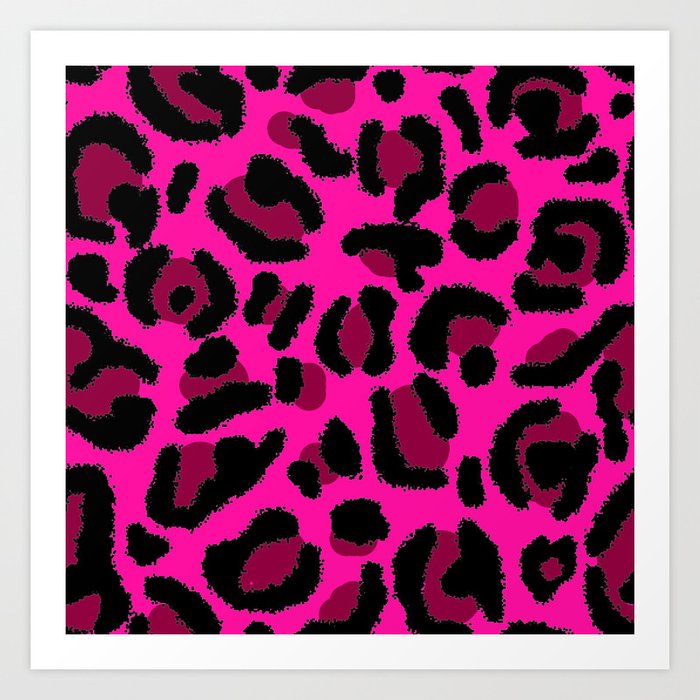 Hot Pink Leopard Print y2k Aesthetic Art Print by Julie Erin Designs