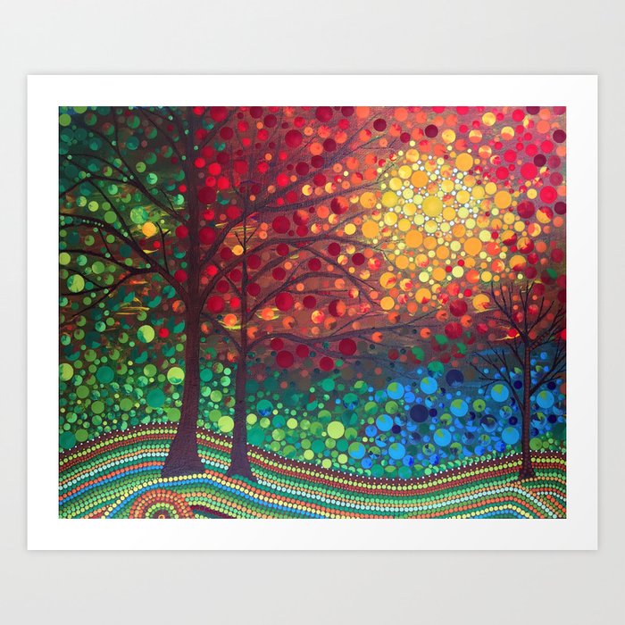 Winter Sunset Dot Art By Mandalaole Art Print By Yusbellydiaz
