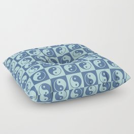 Checkered Yin Yang Pattern (Muted Blue Colors) Floor Pillow
