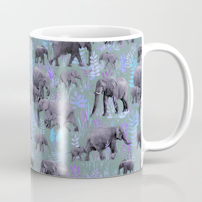 Sweet Elephants in Purple and Grey Coffee Mug