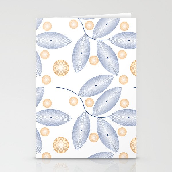 Abstract line flower and leaves pattern Stationery Cards