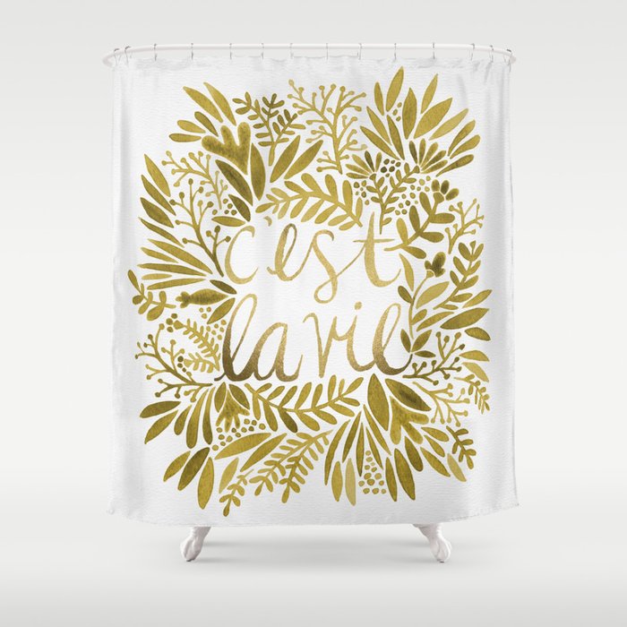 That's Life – Gold on Gold Shower Curtain