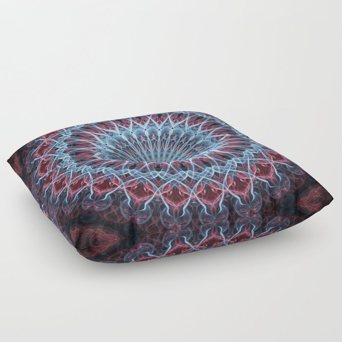 Detailed mandala in red and blue Floor Pillow