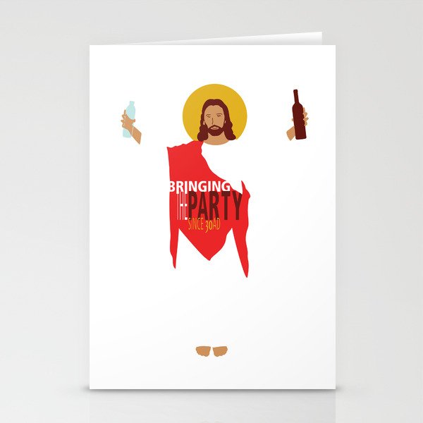 Party Jesus Turns Water Into Wine Stationery Cards