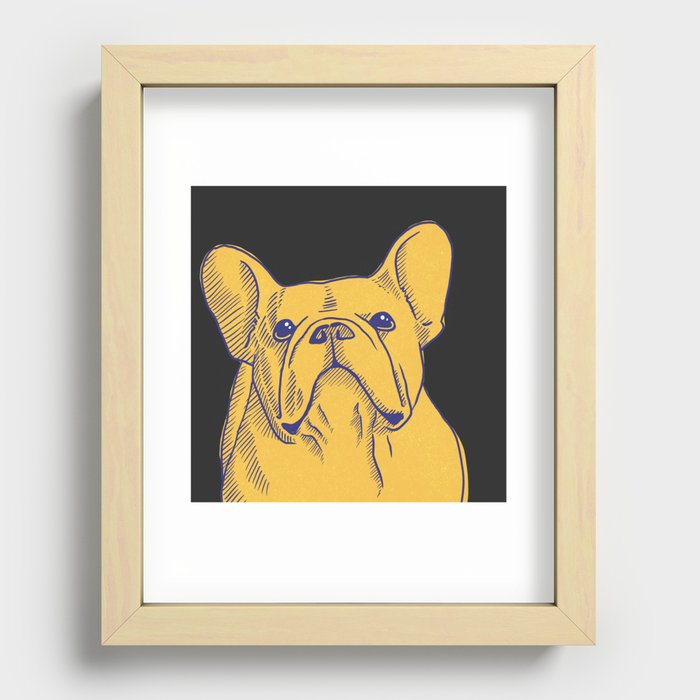 French Bulldog Portrait Recessed Framed Print
