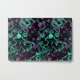 Floral and Snake Night Metal Print