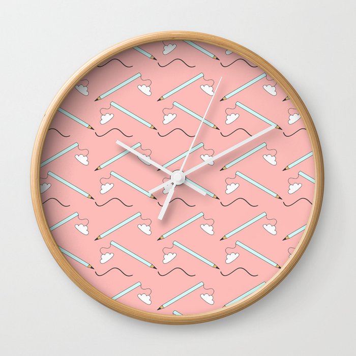 Pencil Pattern Wall Clock