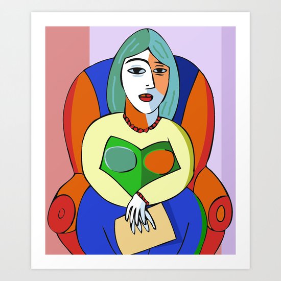 Woman With A Kindle Art Print