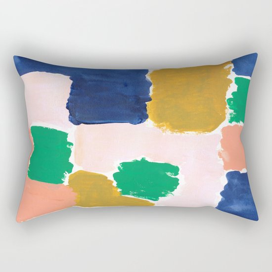Shel - abstract painting boho modern bright minimal color palette gender neutral dorm college decor Rectangular Pillow