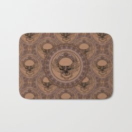 Flying Owl - Decorative Moon - pattern tile Bath Mat