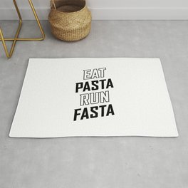 Eat Pasta Run Fasta v2 Rug | Swimbikerun, Runfast, Marathon, Fitness, Eatpastarunfasta, Running, Athlete, Typography, Carboloading, Diet 