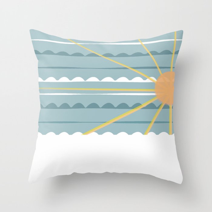 Sunset, sea,.4. sun, sun-art, beach,  spring, ocean, sunart, summer, blue. Throw Pillow