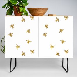 Gold Glitter Bees Pattern Credenza