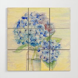 Blue Hydrangea, Still Life Wood Wall Art