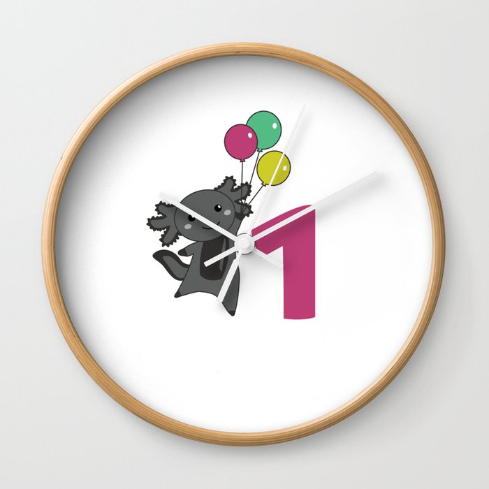 Axolotl First Birthday Balloons For Kids Wall Clock