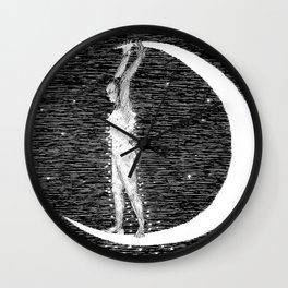 Moon Nymph Cloaked in Stars Wall Clock