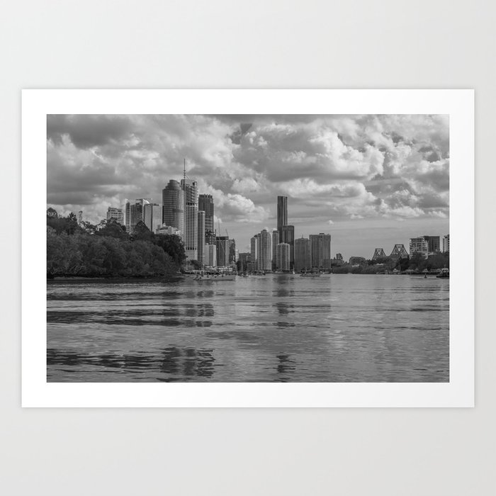 Black and White Brisbane Art Print