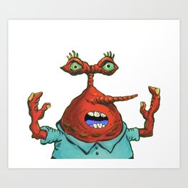Retarded Mr Krabs Art Print