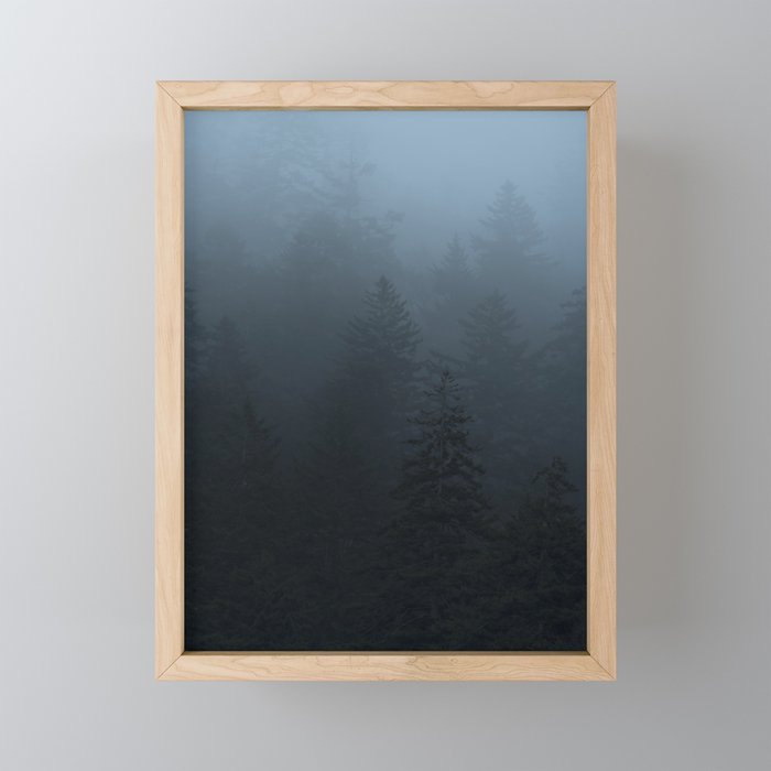 Blue Trees in Fog Great Smoky Mountains Framed Mini Art Print