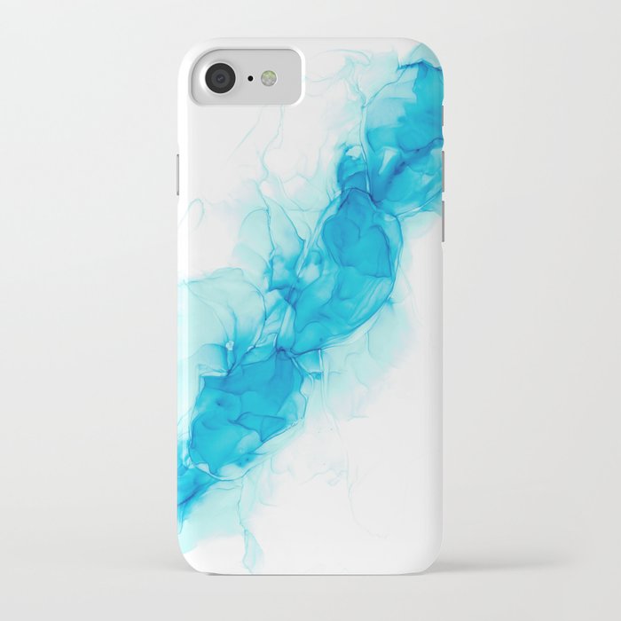 Wispy Turquoise: Original Abstract Alcohol Ink Painting iPhone Case