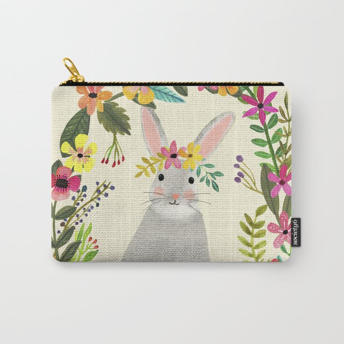 Floral Bunny Carry-All Pouch