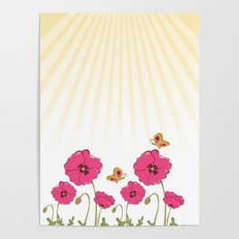 Poppy floral background  Poster