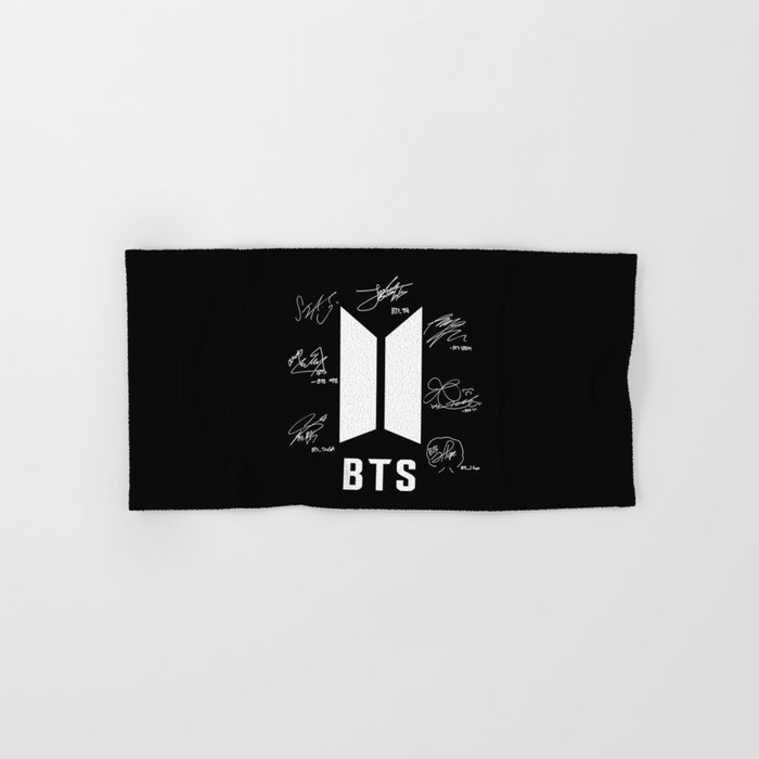 Bts Logo With Black With Signatures Hand Bath Towel By Yynnehh