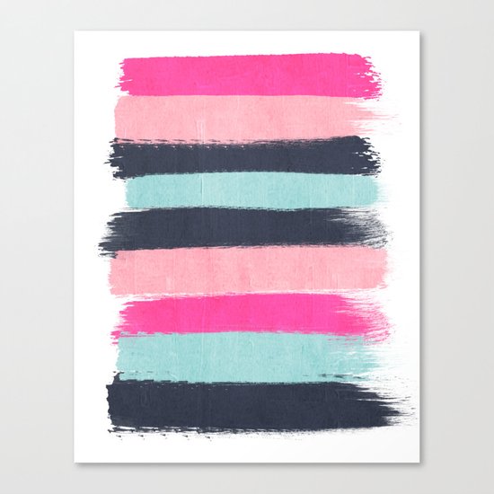 Miri - abstract stripes painterly brushstrokes minimal office dorm or college girly art decor Canvas Print