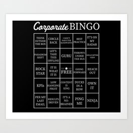 Corporate Jargon Buzzword Bingo Card Art Print